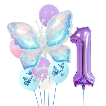 Džiunglių drugelių balionų rinkinys, 32 colių, violetinis rinkinys vaikų gimtadieniams ir darželio dekoracijoms bei fotografijos reikmenims