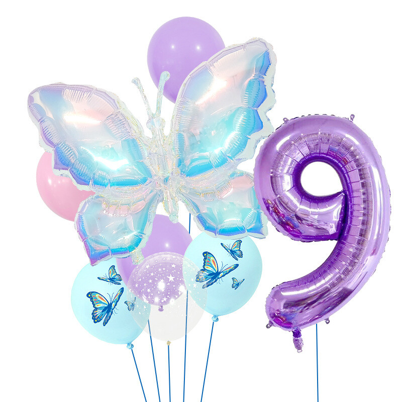 Džiunglių drugelių balionų rinkinys, 32 colių, violetinis rinkinys vaikų gimtadieniams ir darželio dekoracijoms bei fotografijos reikmenims