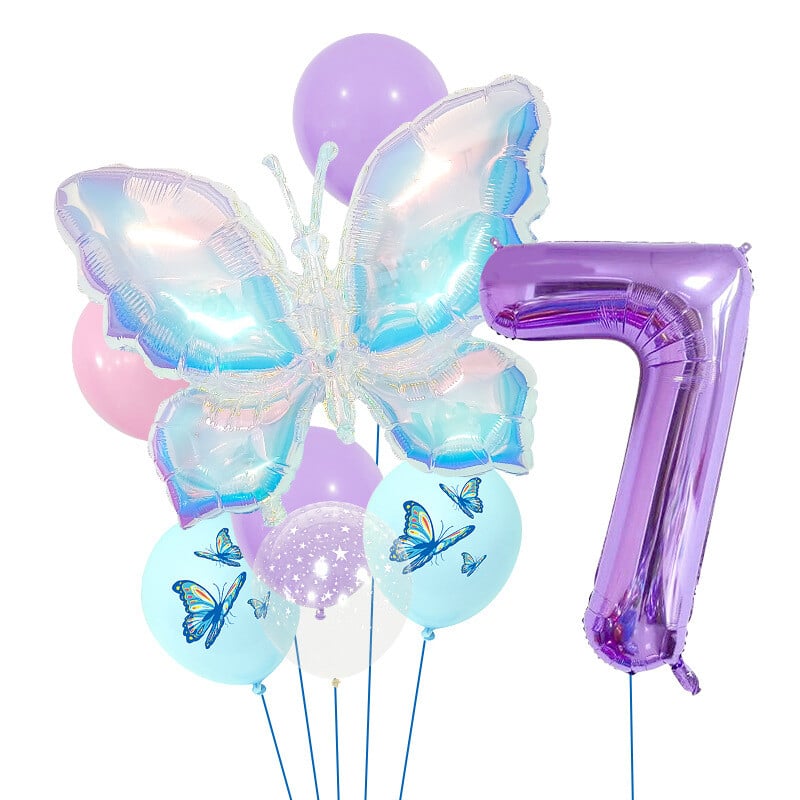 Džiunglių drugelių balionų rinkinys, 32 colių, violetinis rinkinys vaikų gimtadieniams ir darželio dekoracijoms bei fotografijos reikmenims
