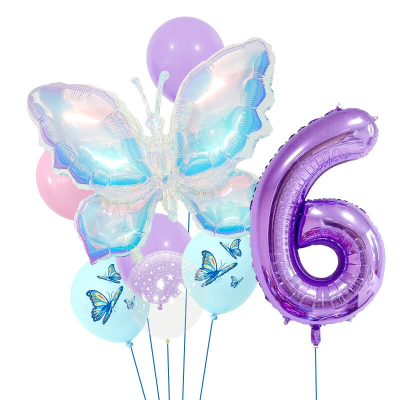 Džiunglių drugelių balionų rinkinys, 32 colių, violetinis rinkinys vaikų gimtadieniams ir darželio dekoracijoms bei fotografijos reikmenims