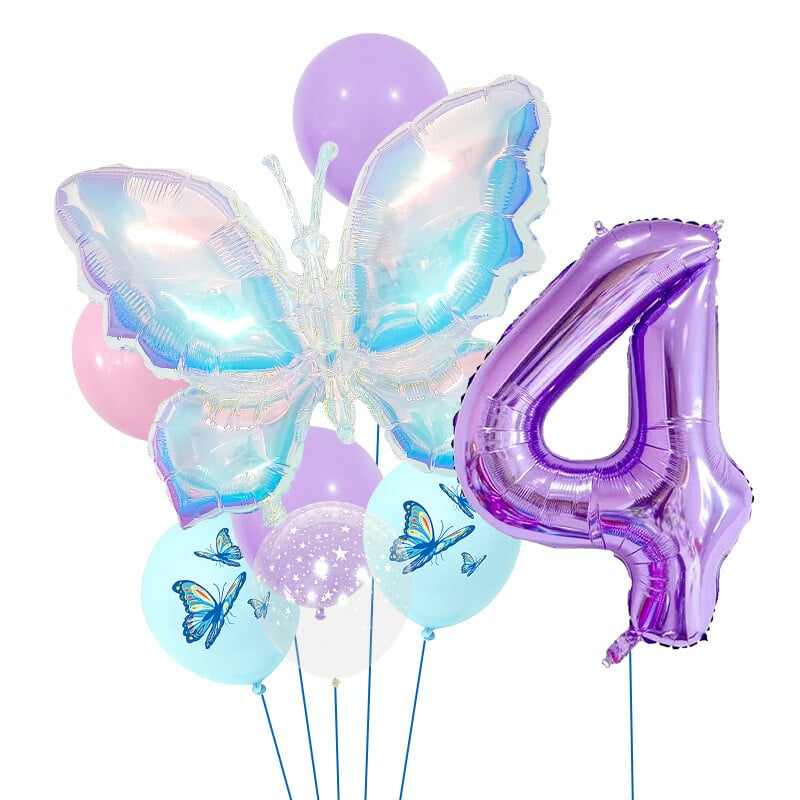 Džiunglių drugelių balionų rinkinys, 32 colių, violetinis rinkinys vaikų gimtadieniams ir darželio dekoracijoms bei fotografijos reikmenims