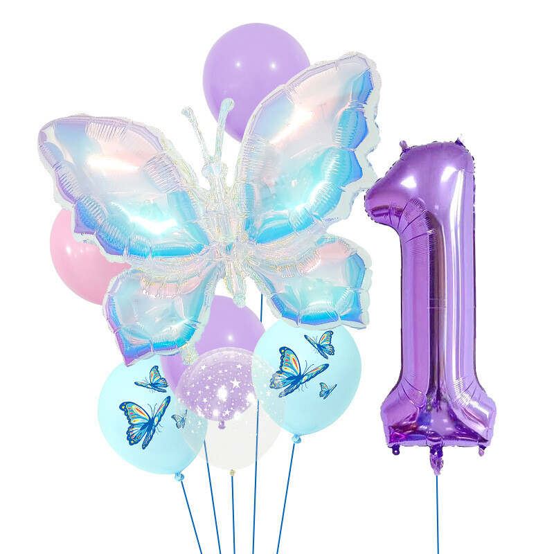 Džiunglių drugelių balionų rinkinys, 32 colių, violetinis rinkinys vaikų gimtadieniams ir darželio dekoracijoms bei fotografijos reikmenims