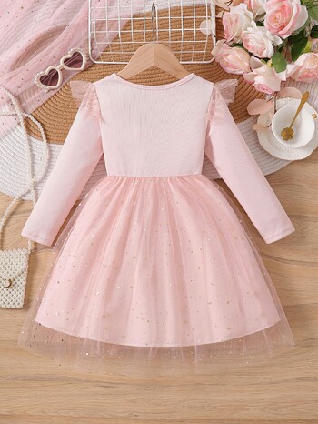 2025 m. nauja mados mergaičių suknelė pavasariui ir rudeniui, princesės suknelė, vaikų drabužiai