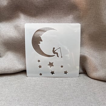 Šablonas apvaliam raižytam piešiniui dvigubai laimei, rankų darbo gimtadienio dovanai, aliejinei pastelei, mėnuliui ir saulei.