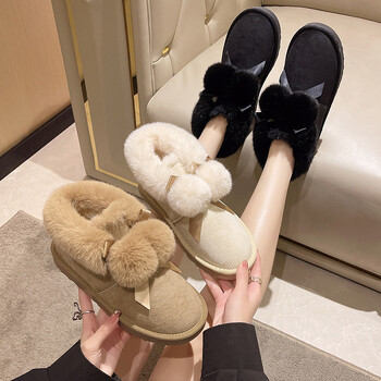 Γυναικεία βαμβακερά παπούτσια, χιονομπότες, χαριτωμένα με επένδυση από φλις, ζεστά, χοντρά βαμβακερά, ψηλά, αντιολισθητικά, ζεστά χειμωνιάτικα παπούτσια