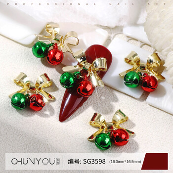 Χριστουγεννιάτικη διακόσμηση νυχιών με ζιρκόν σε διασυνοριακό επίπεδο, 5 τεμάχια, ύφασμα, κορδέλα, κουδούνι, ελάφι, χριστουγεννιάτικο δέντρο, μενταγιόν, διακόσμηση νυχιών χονδρικής