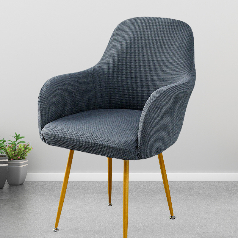 Išlenktas aukšto porankio kėdės užvalkalas, europietiško stiliaus vientisas kėdės užvalkalas, skandinaviško minimalistinio stiliaus elastingas valgomojo stalo ir netaisyklingos formos taburetės užvalkalas namams