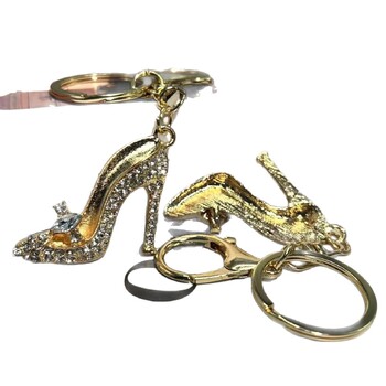 Нов трансграничен едро на едро цвете високи токчета кристал ключодържател за кола висулка сплав кристал дамска чанта ключодържател