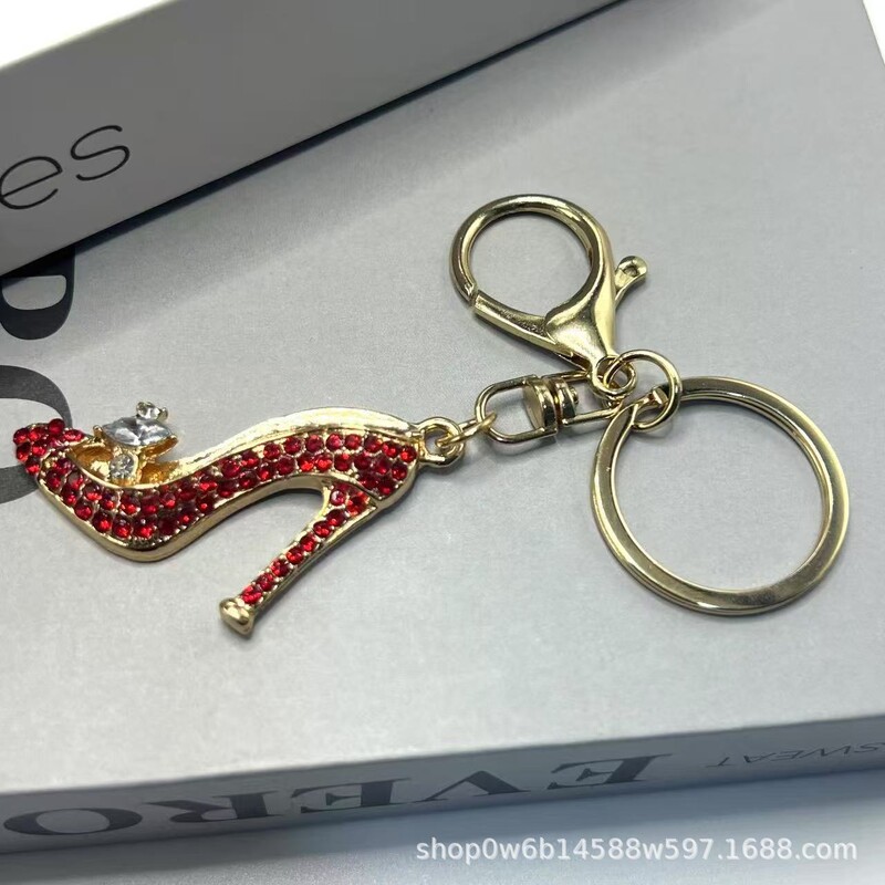 Нов трансграничен едро на едро цвете високи токчета кристал ключодържател за кола висулка сплав кристал дамска чанта ключодържател