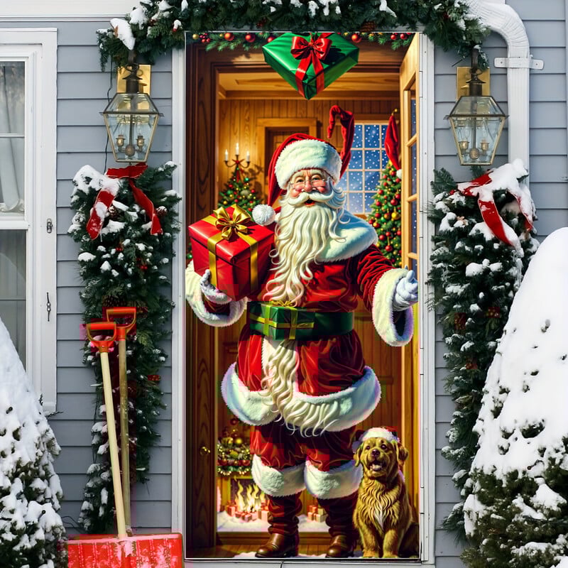 Új, határokon átnyúló karácsonyi ajtófüggönyök, határokon átnyúló ünnepi dekorációk Mikulás-partikra, ajtómatricák, színpadi akasztók