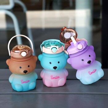 Сладка бутилка за вода с градиентно мече, идеална за лятото, висококачествена и очарователна, преносима, сламена бутилка за вода с голям капацитет за деца