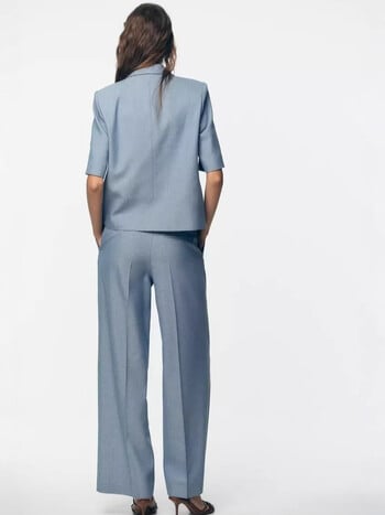 Eiropas un Amerikas ZA pārrobežu Amazon Jaunas Eiropas un Amerikas sieviešu apģērbs ar augstu jostasvietu, slaidinošas, krokotas ikdienas, platas, stilīgas bikses