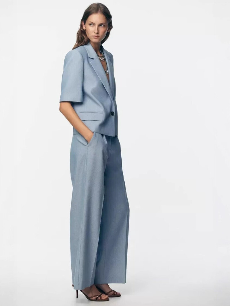 Eiropas un Amerikas ZA pārrobežu Amazon Jaunas Eiropas un Amerikas sieviešu apģērbs ar augstu jostasvietu, slaidinošas, krokotas ikdienas, platas, stilīgas bikses