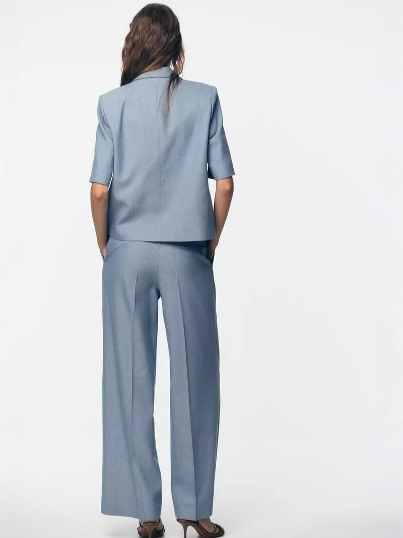 Eiropas un Amerikas ZA pārrobežu Amazon Jaunas Eiropas un Amerikas sieviešu apģērbs ar augstu jostasvietu, slaidinošas, krokotas ikdienas, platas, stilīgas bikses