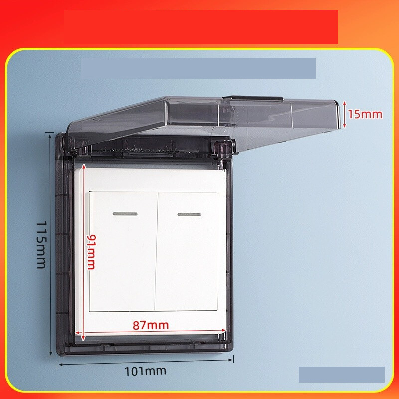 Ултратънка водоустойчива кутия за превключватели, черен прозрачен протектор за контакти, кутия за домашен панел за баня, устойчива на пръски