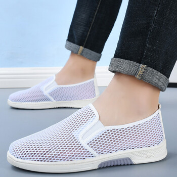 Muške prozračne mrežaste cipele, novi stil ljeto 2025., ribarski stil, stare platnene cipele iz Pekinga, ležerne bijele tenisice sa šupljim rupama.