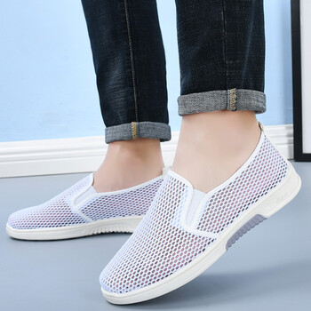 Muške prozračne mrežaste cipele, novi stil ljeto 2025., ribarski stil, stare platnene cipele iz Pekinga, ležerne bijele tenisice sa šupljim rupama.