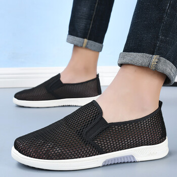 Muške prozračne mrežaste cipele, novi stil ljeto 2025., ribarski stil, stare platnene cipele iz Pekinga, ležerne bijele tenisice sa šupljim rupama.