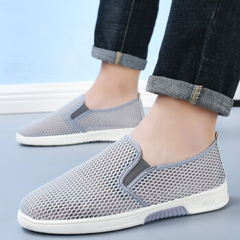 Muške prozračne mrežaste cipele, novi stil ljeto 2025., ribarski stil, stare platnene cipele iz Pekinga, ležerne bijele tenisice sa šupljim rupama.