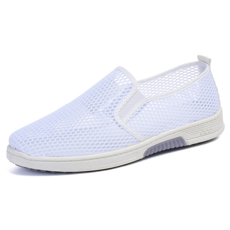 Muške prozračne mrežaste cipele, novi stil ljeto 2025., ribarski stil, stare platnene cipele iz Pekinga, ležerne bijele tenisice sa šupljim rupama.