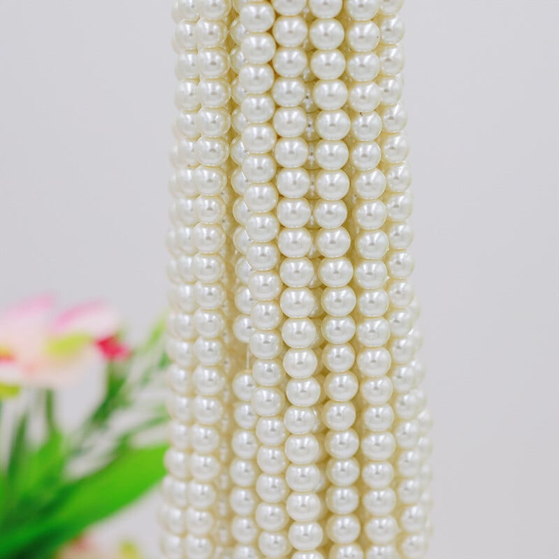 Ръчно изработени мъниста от висококачествени стъклени имитации на перли, цветни перфорирани перли, колие, гривна, аксесоари за обеци.Нишка от мъниста с диаметър 6 мм съдържа приблизително 140 мъниста.