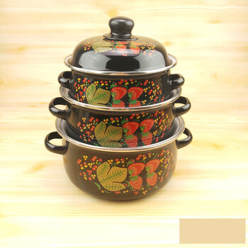 Nostalgiškas sustorintas puodas su dviem rankenomis, greito paruošimo spagečių dubuo, troškintuvas, indukcinės viryklės emaliuotas sriubos dubuo, buitinis emaliuotas sriubos dubuo su dangčiu