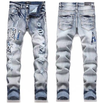 Blugi la modă de înaltă calitate, transfrontalieri, originali și exclusivi, de la marca AMIRI, cu spălare durabilă, detalii uzate și broderii. Potriviti atât pentru bărbați, cât și pentru femei.