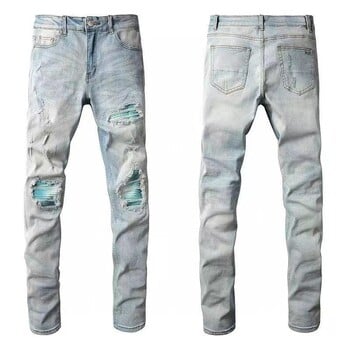 Blugi la modă de înaltă calitate, transfrontalieri, originali și exclusivi, de la marca AMIRI, cu spălare durabilă, detalii uzate și broderii. Potriviti atât pentru bărbați, cât și pentru femei.