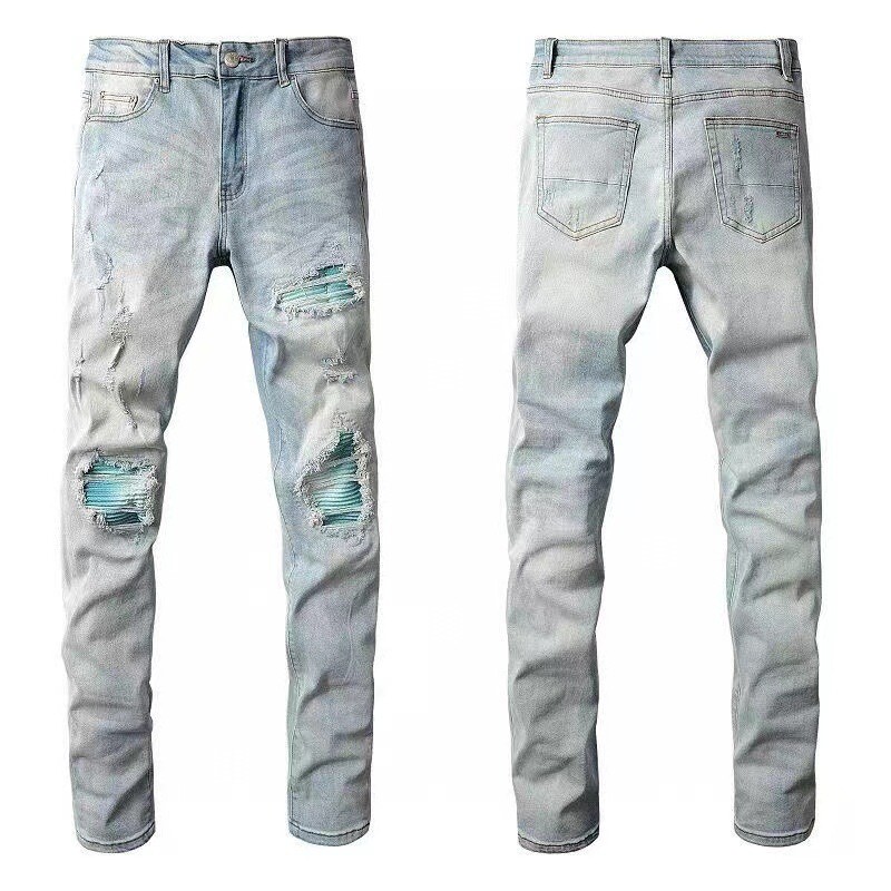 Blugi la modă de înaltă calitate, transfrontalieri, originali și exclusivi, de la marca AMIRI, cu spălare durabilă, detalii uzate și broderii. Potriviti atât pentru bărbați, cât și pentru femei.