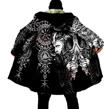 Vikingų stiliaus apsiaustas su gobtuvu, laisvo kirpimo vilnonis apsiaustas su sagomis, medvilninis paltas, lietpaltis, vilnonis megztinis su pamušalu