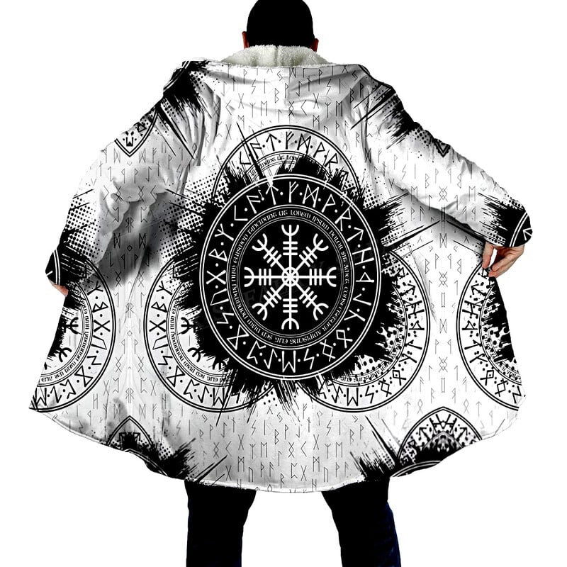 Vikingų stiliaus apsiaustas su gobtuvu, laisvo kirpimo vilnonis apsiaustas su sagomis, medvilninis paltas, lietpaltis, vilnonis megztinis su pamušalu