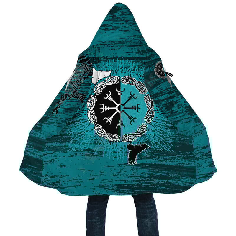 Vikingų stiliaus apsiaustas su gobtuvu, laisvo kirpimo vilnonis apsiaustas su sagomis, medvilninis paltas, lietpaltis, vilnonis megztinis su pamušalu