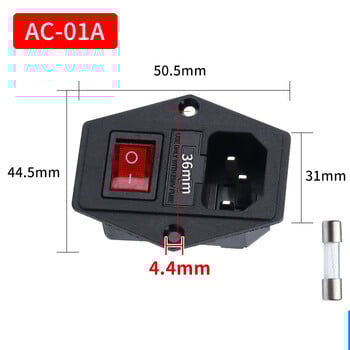 Ražotāja maiņstrāvas kontaktligzda, AC-01 trīs vienā strāvas kontaktligzda ar slēdzi un drošinātāja turētāju