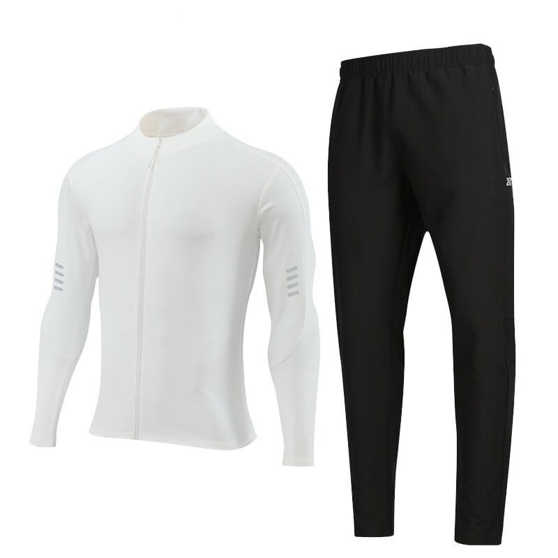 Есенен мъжки моден ежедневен костюм Модерен стилен яка с дълъг ръкав, спортен, бързосъхнещ панталон, слим крой, еластичен топ