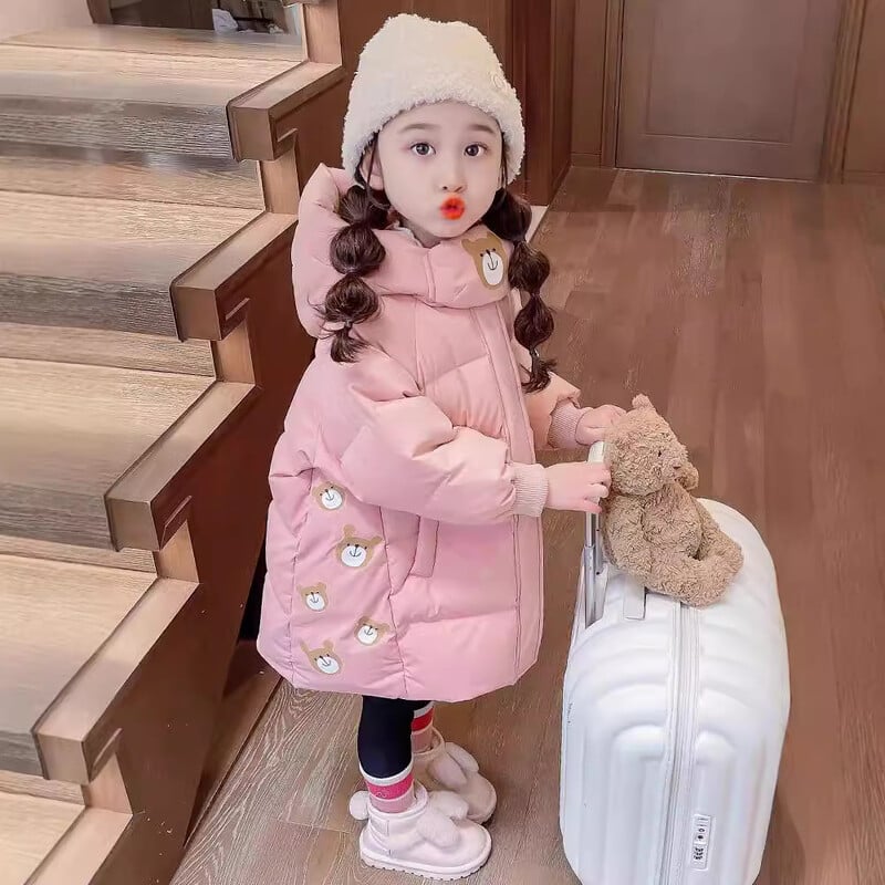 2025. gada jauna ziemas jaka ar kokvilnas oderi meitenēm, korejiešu stilā, stilīgs rudens un ziemas mētelis ar kokvilnas oderi mazuļu meitenēm