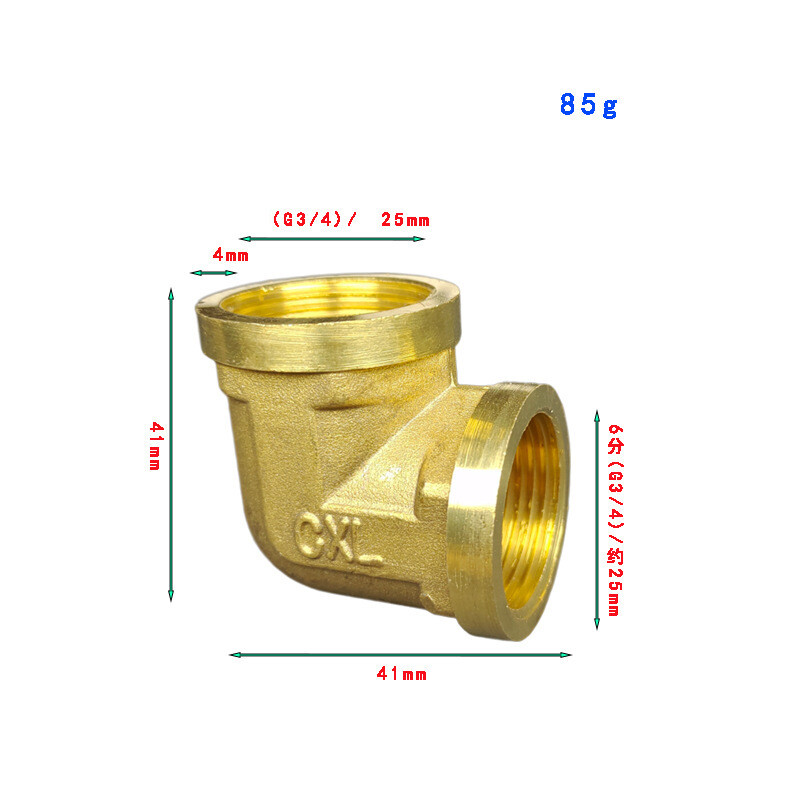 Pilnībā vara līkums ar dubultu iekšējo vītni, 1/2/3/4/6/1 colla, 90 grādu, samazināms 45 grādu leņķī, vienāda diametra santehnikas savienojums un seglu savienojums.
