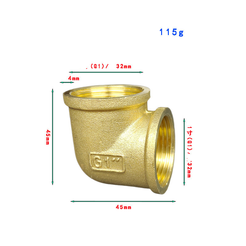 Pilnībā vara līkums ar dubultu iekšējo vītni, 1/2/3/4/6/1 colla, 90 grādu, samazināms 45 grādu leņķī, vienāda diametra santehnikas savienojums un seglu savienojums.