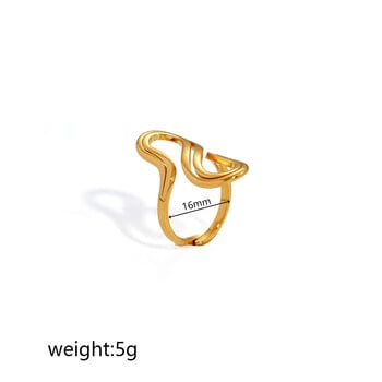 Inel minimalist transfrontalier european și american din oțel inoxidabil, cu orificiu dublu în formă de S, realizat din aur de 18K și stil de nișă INS, pentru femei.