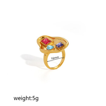 Inel minimalist transfrontalier european și american din oțel inoxidabil, cu orificiu dublu în formă de S, realizat din aur de 18K și stil de nișă INS, pentru femei.