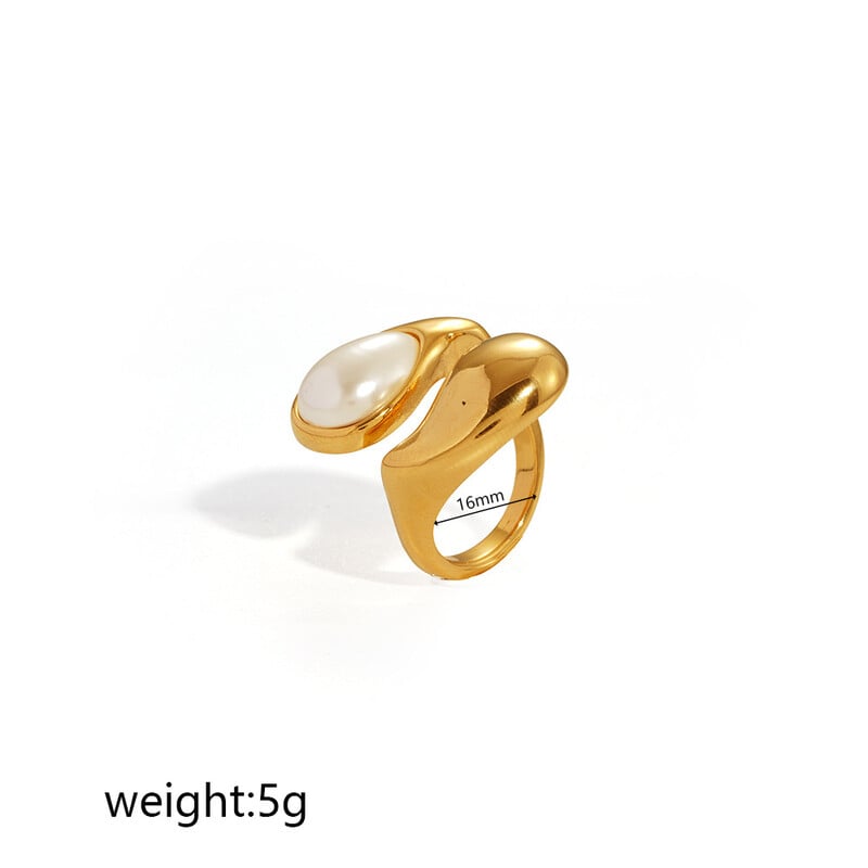 Inel minimalist transfrontalier european și american din oțel inoxidabil, cu orificiu dublu în formă de S, realizat din aur de 18K și stil de nișă INS, pentru femei.