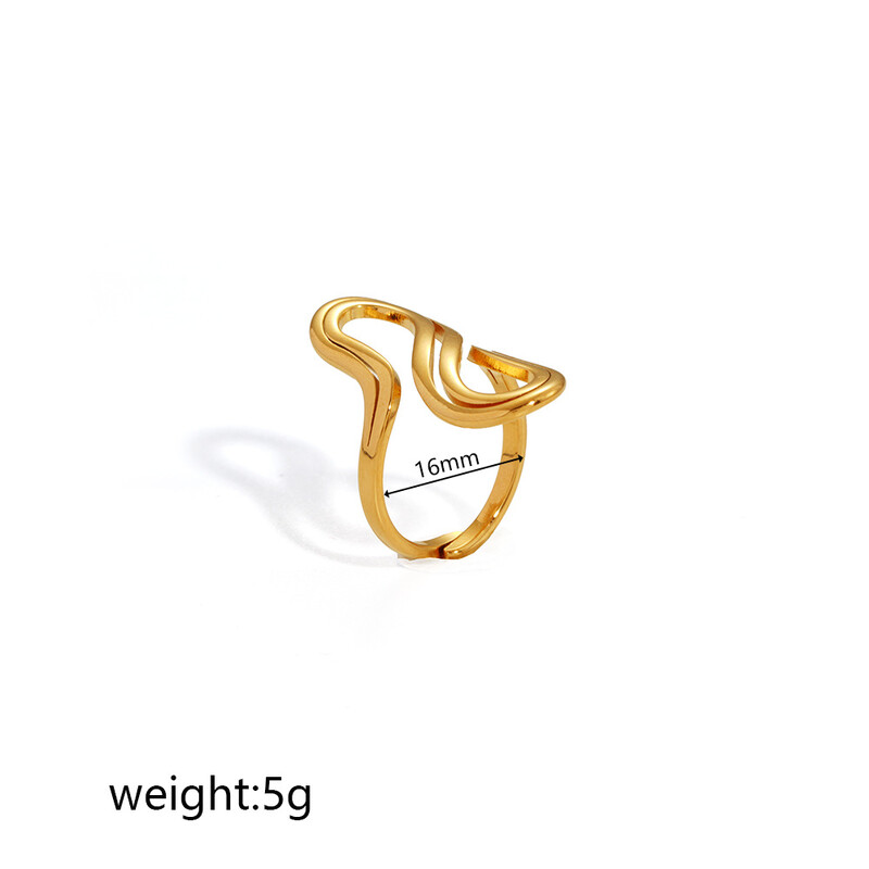 Inel minimalist transfrontalier european și american din oțel inoxidabil, cu orificiu dublu în formă de S, realizat din aur de 18K și stil de nișă INS, pentru femei.