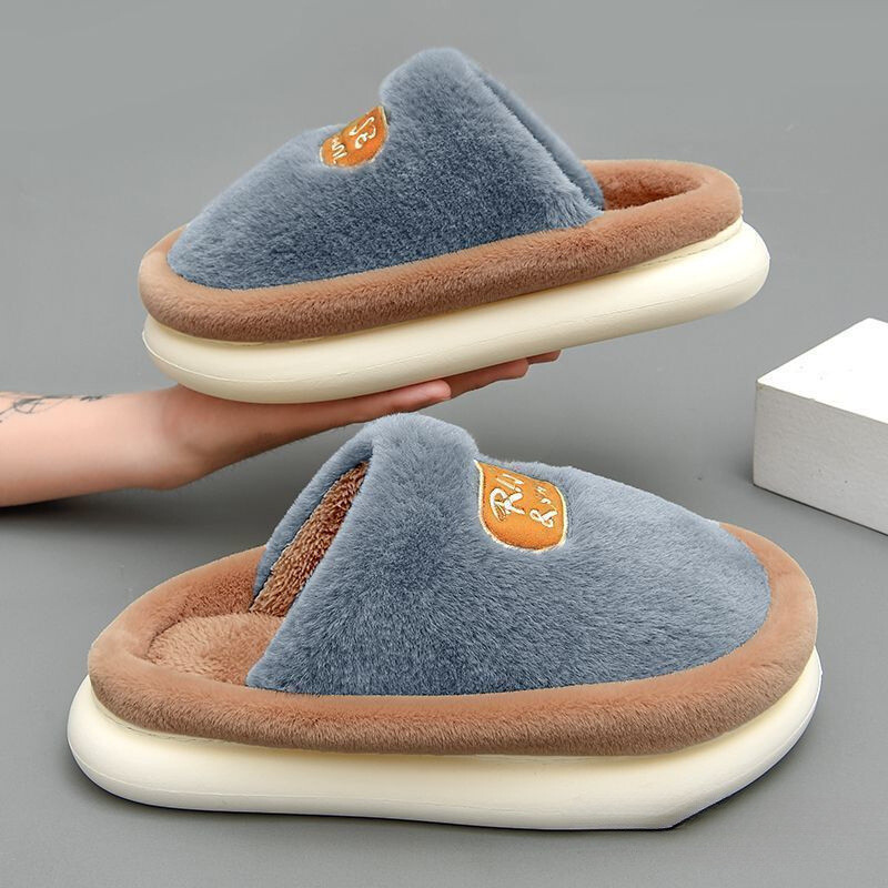 Vīriešu rudens un ziemas kokvilnas mājas čības, jauns stils, plīša un siltas, sajūta kā staigāšana pa fekālijām, vienkāršas slēgtas čības pāriem un sievietēm.