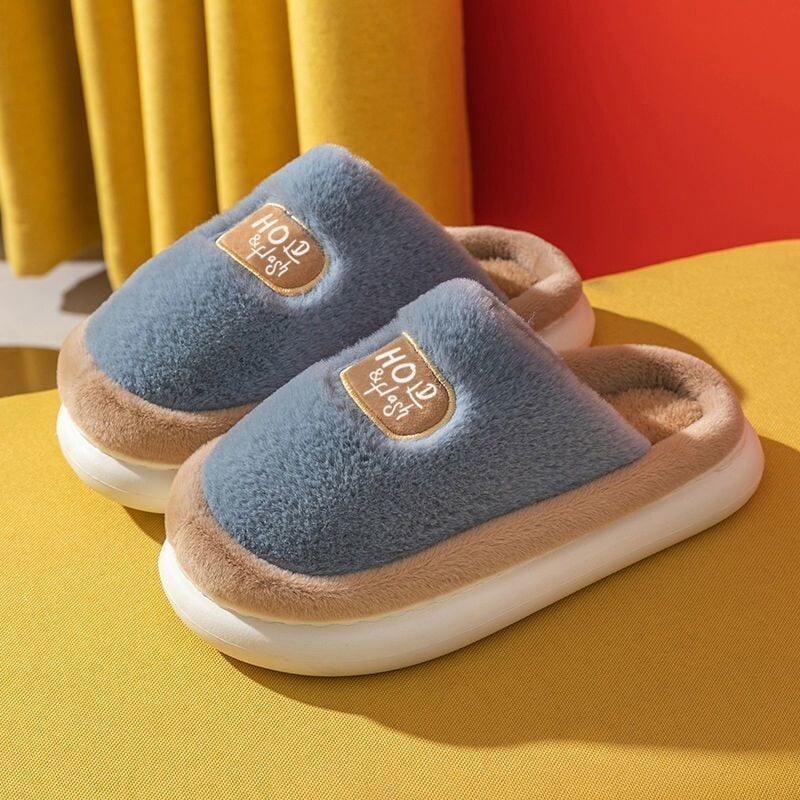 Vīriešu rudens un ziemas kokvilnas mājas čības, jauns stils, plīša un siltas, sajūta kā staigāšana pa fekālijām, vienkāršas slēgtas čības pāriem un sievietēm.