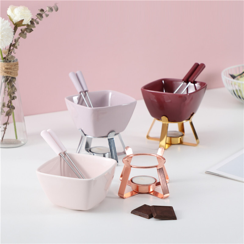 Radošs DIY saldējuma un siera karstais katls - uzkarsēts šokolādes un siera karstais katls - skandināvu stila keramikas izolēta krāsns