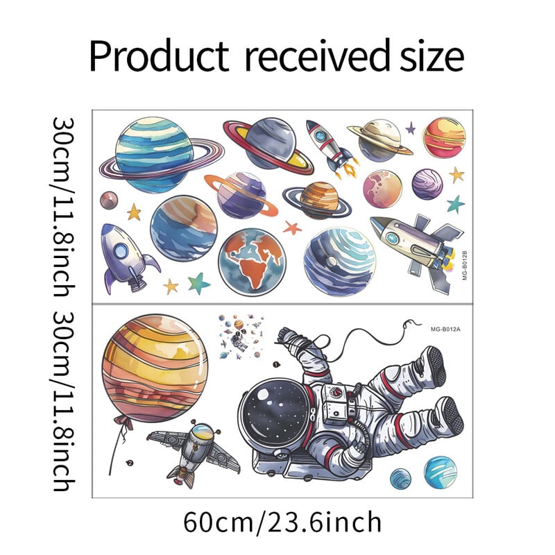 MG-B012 Radoša astronauta raķetes planētas guļamistabas dzīvojamās istabas mājas dekora sienas uzlīme pašlīmējoša vairumtirdzniecība