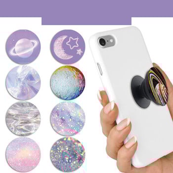 POP átlátszó mobiltelefon-tartó színes csillagos légpárnával, összecsukható TikTok ragasztópárnával, leesésgátló fóliával.