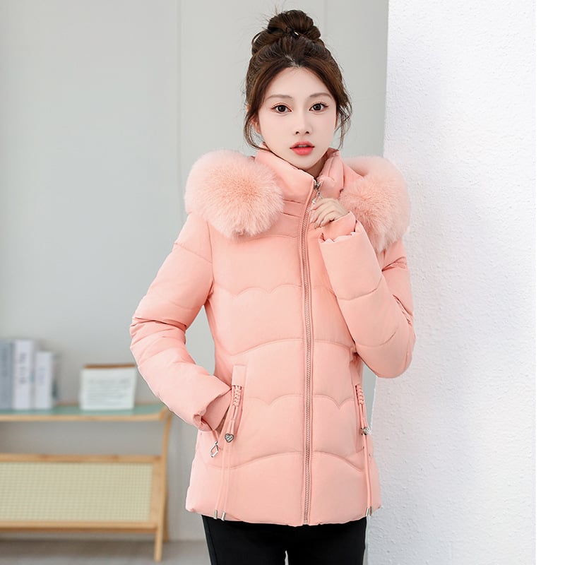 Sieviešu īsa jaka ar kokvilnas oderi, korejiešu stilā, jauns 2025. gada ziemas hits, moderna liela kažokādas apkakle, silts un aukstumizturīgs mētelis ar kokvilnas oderi.
