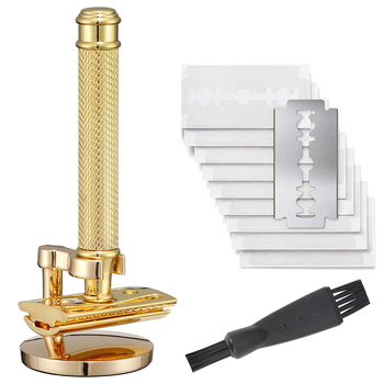 Vīriešu skuveklis ar tādu pašu stilu, misiņa manuālais vintage skuveklis, vecmodīgs metāla skuveklis, matu griezējs