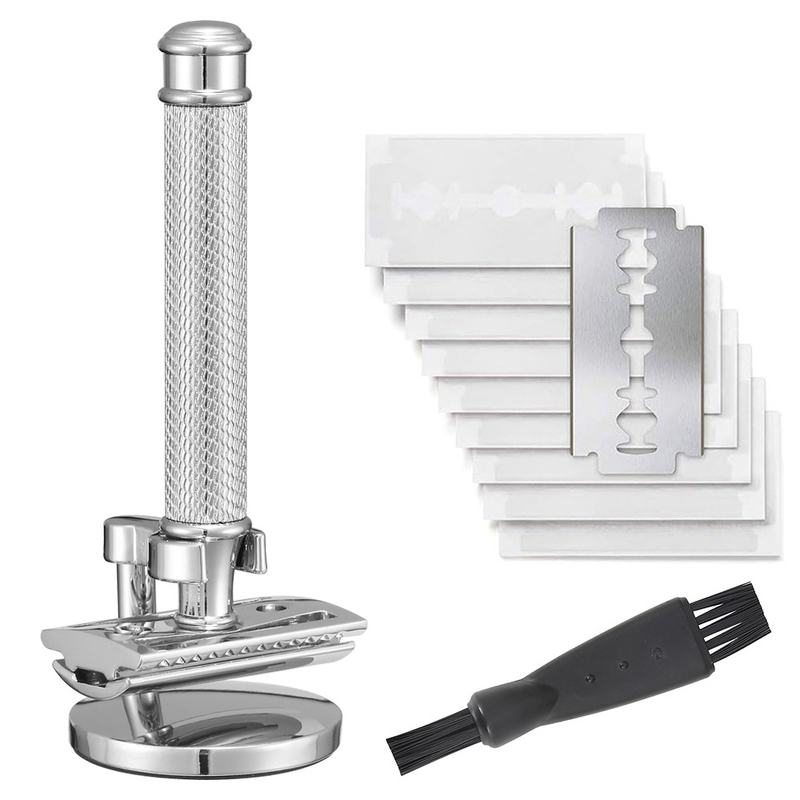 Vīriešu skuveklis ar tādu pašu stilu, misiņa manuālais vintage skuveklis, vecmodīgs metāla skuveklis, matu griezējs