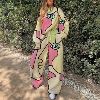 Moderns un ikdienas sporta komplekts sievietēm, jaunums 2023. gada rudenī, brīvs un ērts sporta krekls un sporta bikses, divdaļīgs komplekts